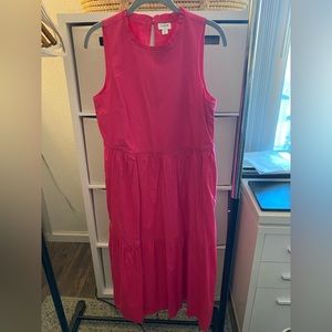 J. Crew Hot Pink Sleeveless Tiered Midi Dress Size 6